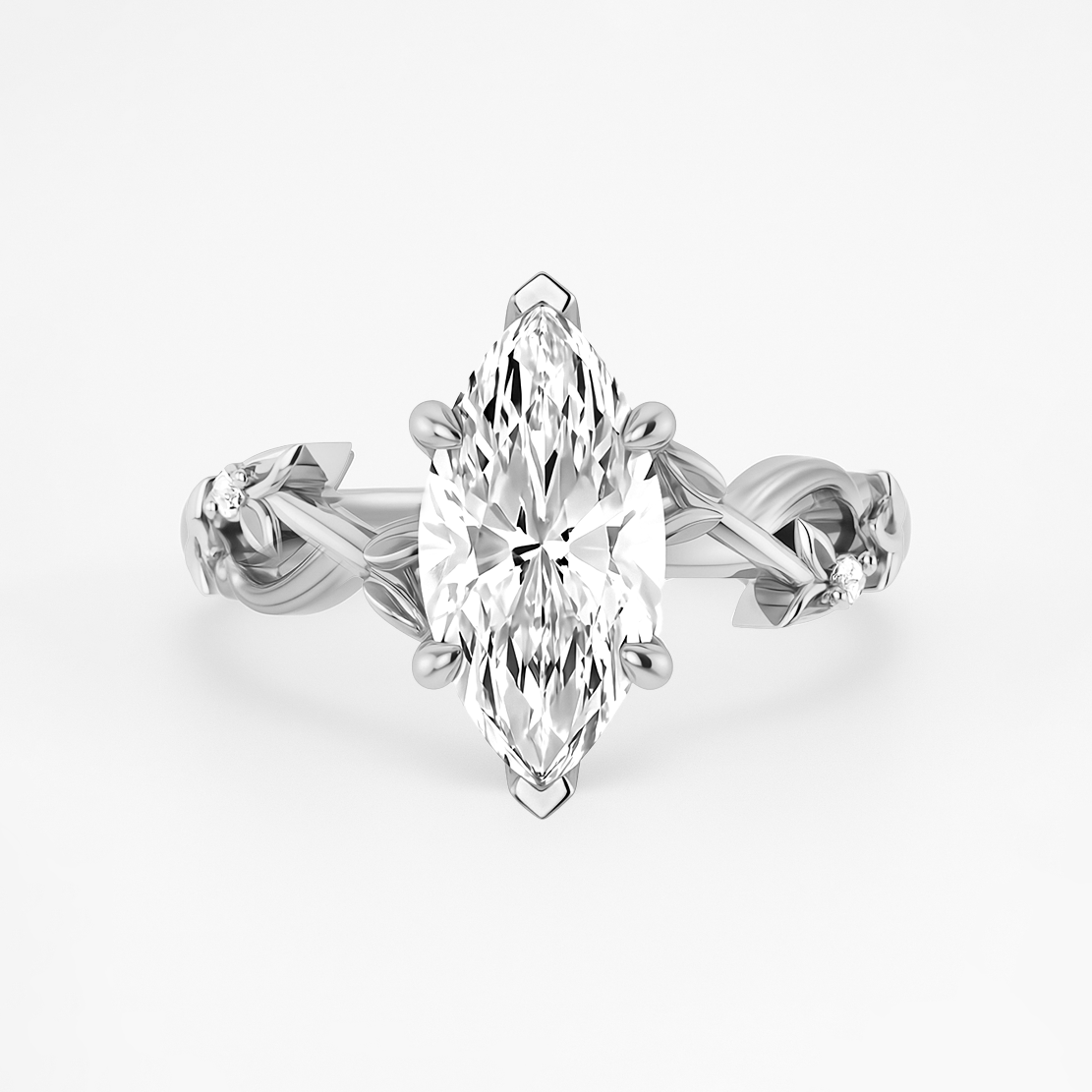 The Liana Ring - Solitaire Leaf Design