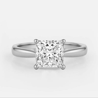 The Magnolia Ring – Princess Cut Solitaire with Tapered Band