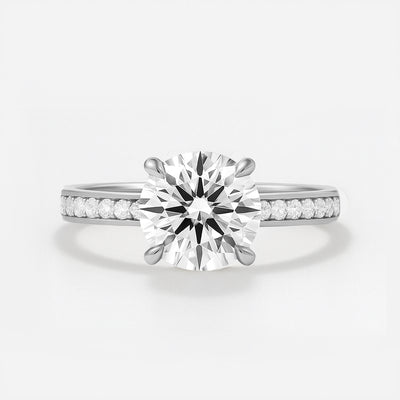 The Riviera Ring – Round Solitaire with Channel-Set Band and Vintage Detail