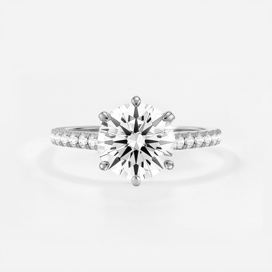 The Amelia Ring - Lab Grown Diamond with Pave Cathedral Setting