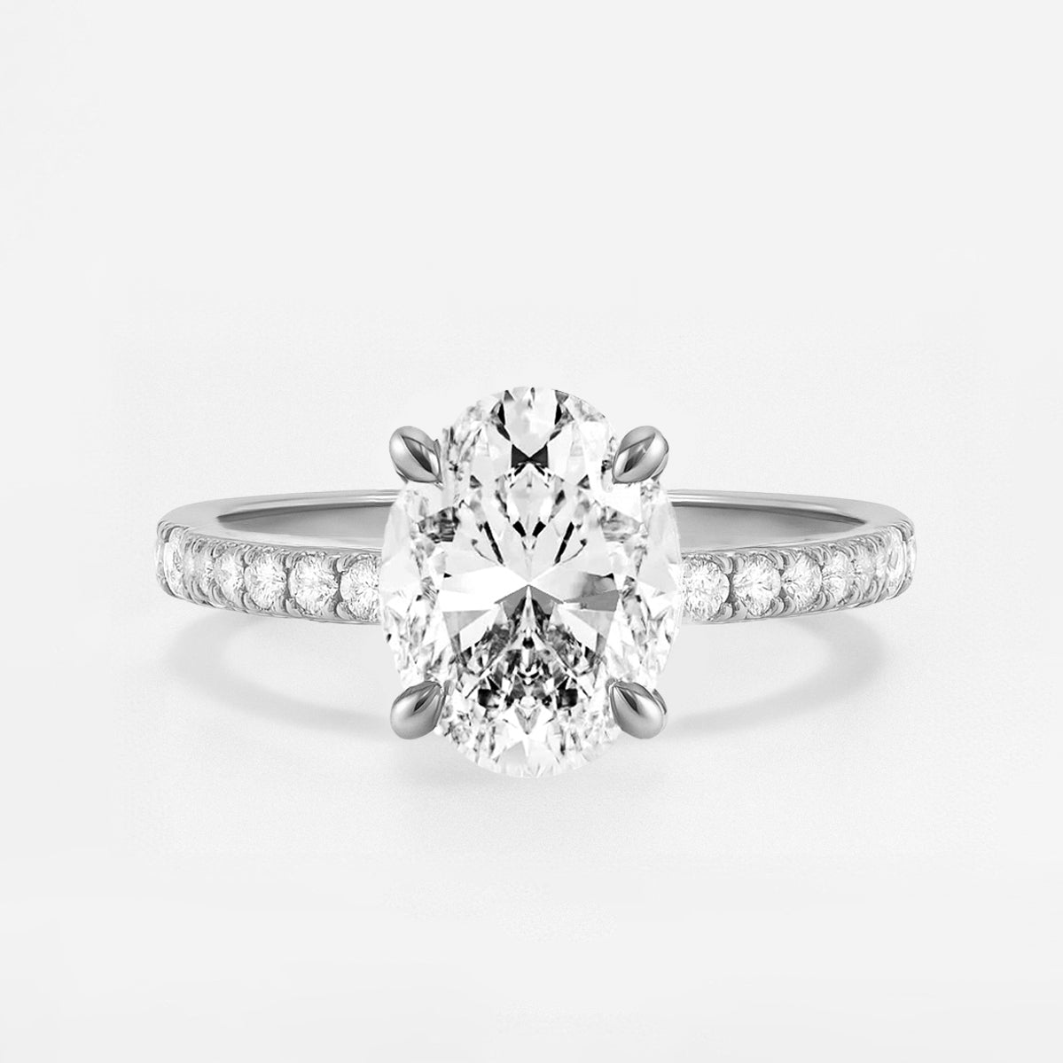 The Florence Ring - Oval with Fine Pave Band