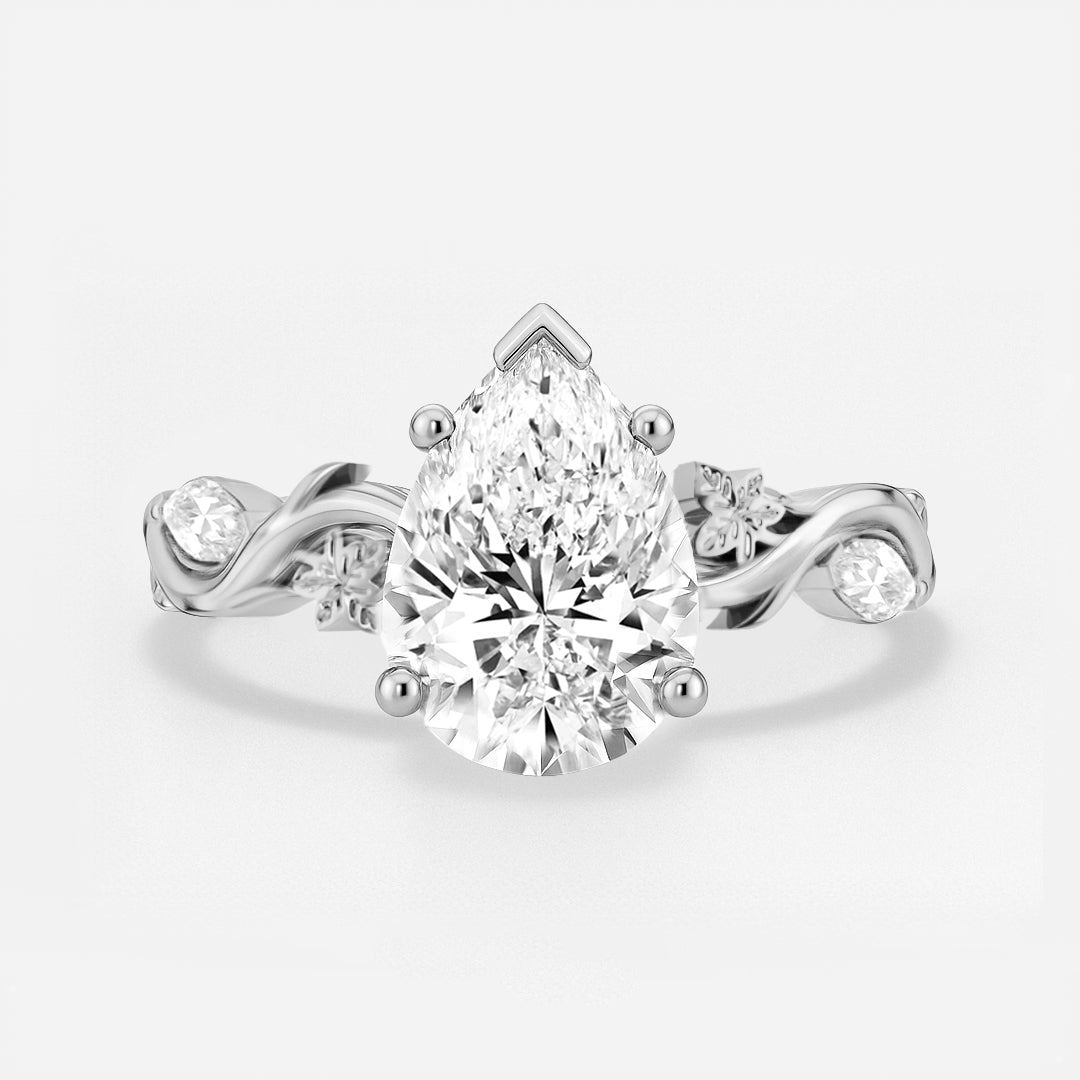 Marquise Accent Diamond Engagement Ring - Rory