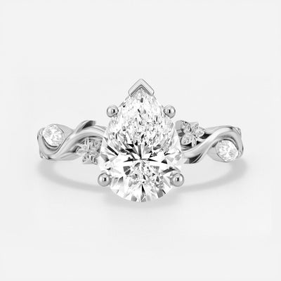 Marquise Accent Diamond Engagement Ring - Rory