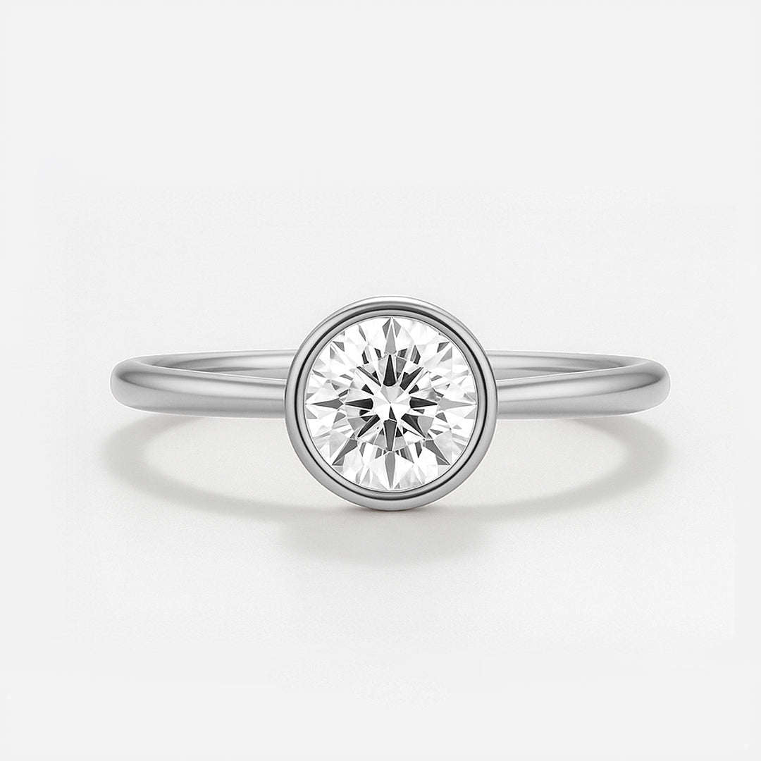 The Seville Ring - Bezel Set Cathedral Round Solitaire - Lab Grown Diamond