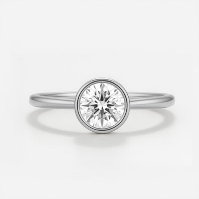 The Seville Ring - Bezel Set Cathedral Round Solitaire - Lab Grown Diamond