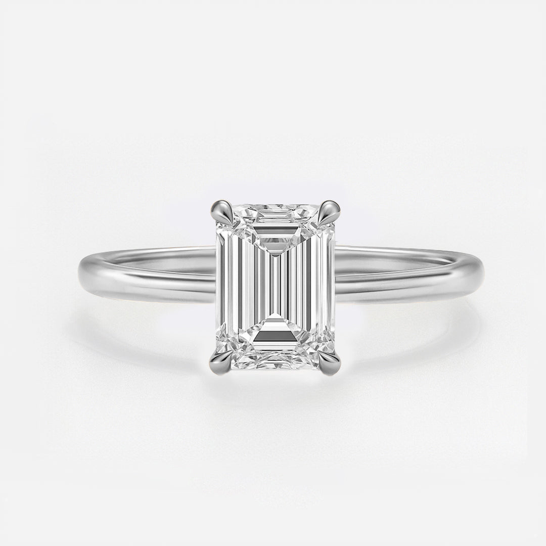 The Venice Ring - Low Set Emerald Solitaire