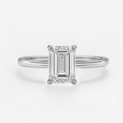 The Venice Ring - Low Set Emerald Solitaire