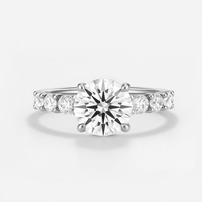 The Diana Ring - Lab Grown Diamond with Large Diamond Pave Band and Hidden Halo