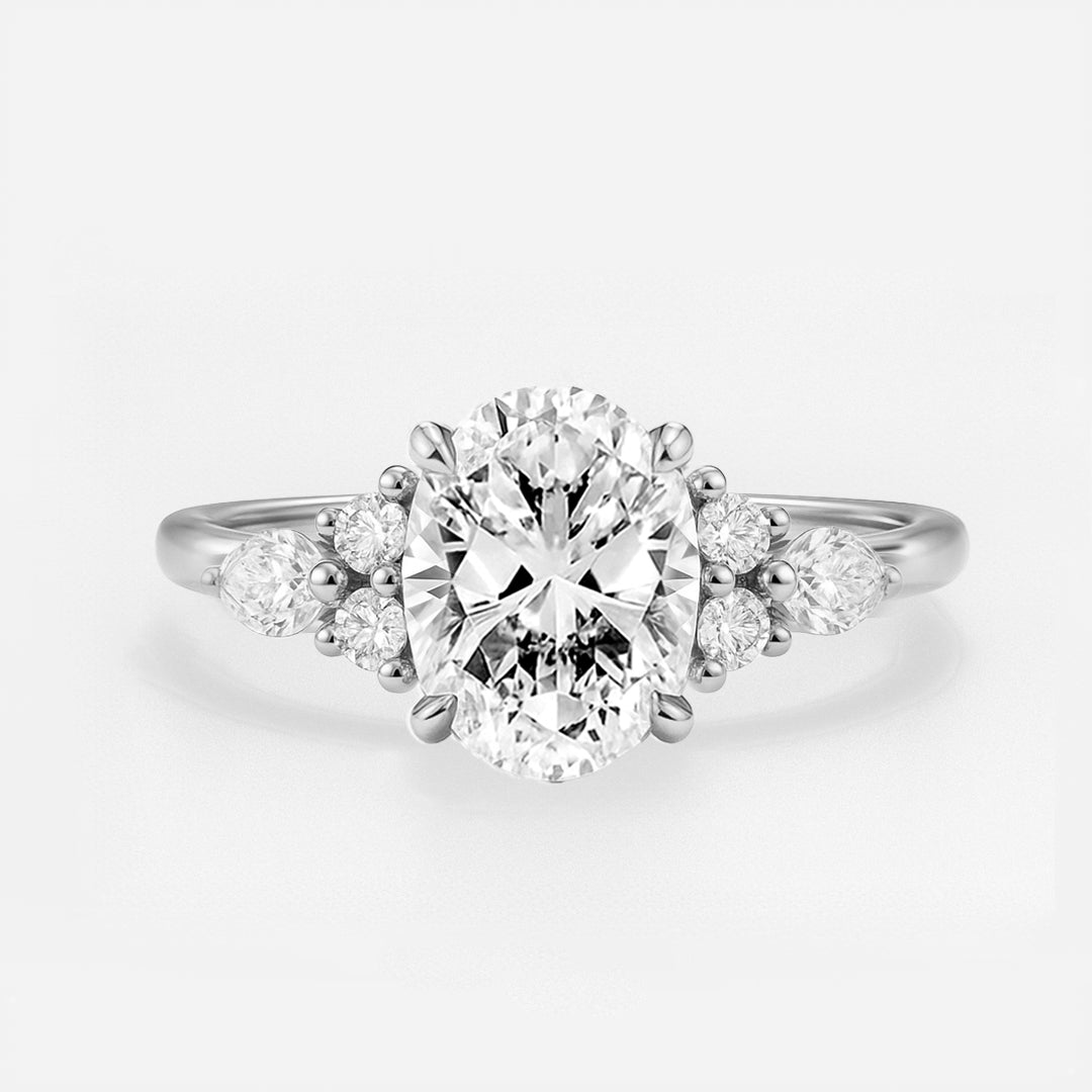 The Maya Ring - Lab Grown Diamond with Side Stones