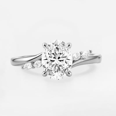 The Melanie Ring - Oval Diamond with Marquise Accents