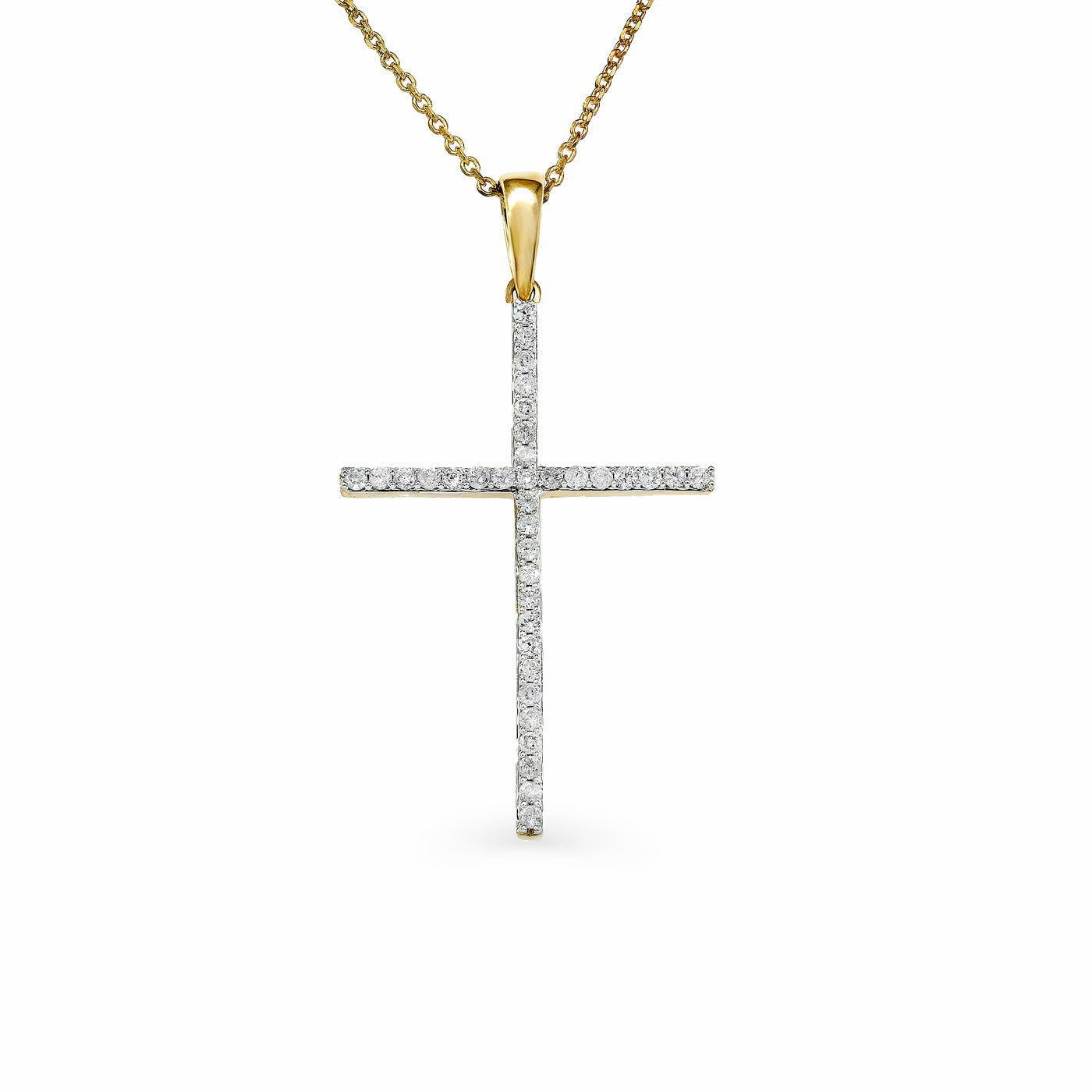 Diamond Cross Pendant in 18K Yellow Gold
