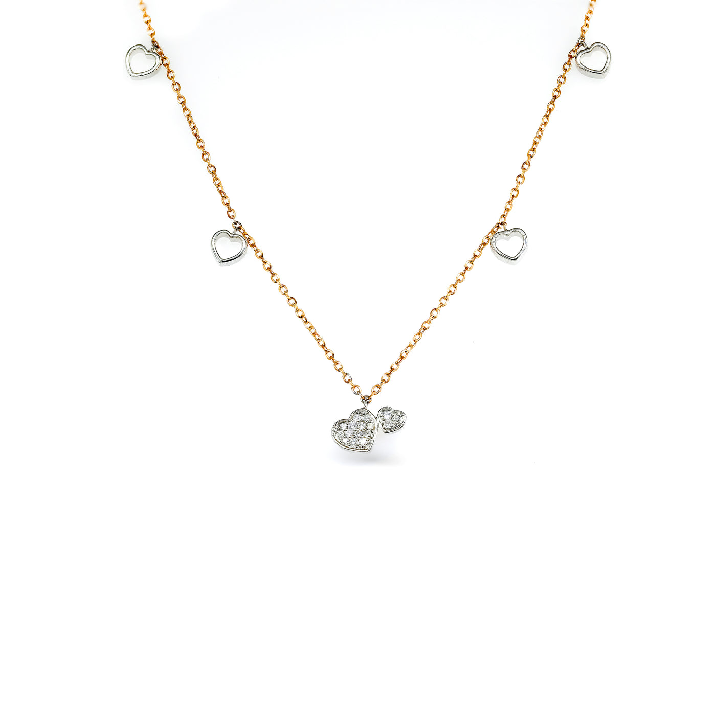White & Rose Gold Diamond Necklace