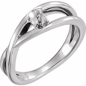 Platinum Criss-Cross Ring Mounting for 6 mm Pearl