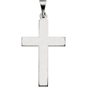 14K White 22 x 14 mm Cross Pendant