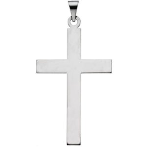 14K White 39 x 25 mm Cross Pendant