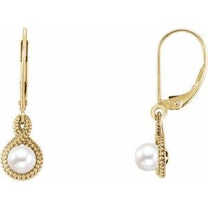 14K Yellow Beaded Cultured Freshwater Pearl Earrings