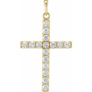 14K Yellow 3/4 CTW Lab-Grown Diamond Cross Pendant