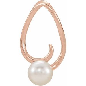 14K Rose Cultured White Freshwater Pearl Freeform Pendant