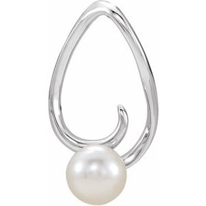 Sterling Silver Cultured White Freshwater Pearl Freeform Pendant