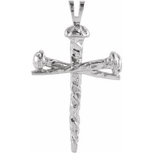 10K X1 White 26x18.2 mm Nail Design Cross Pendant