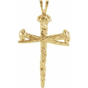 10K Yellow 43x29.5 mm Nail Design Cross Pendant