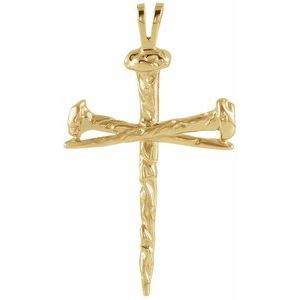 10K Yellow 34x24 mm Nail Design Cross Pendant