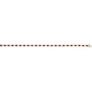 14K Yellow Natural Ruby & 2.3 CTW Natural Diamond Line 18cm Bracelet