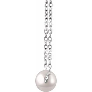 14K White Cultured White Freshwater Pearl 16-18" Necklace