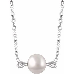 14K White Cultured White Freshwater Pearl 16-18" Necklace