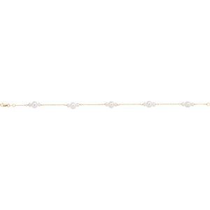 14K Yellow Cultured White Freshwater Pearl 7 1/2" Bracelet