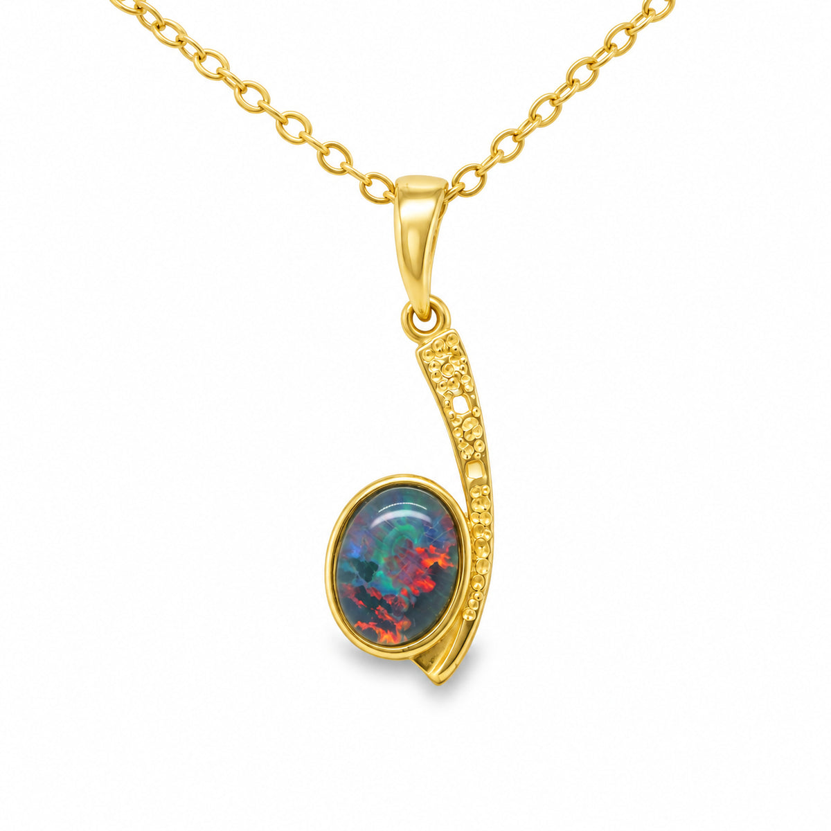 Gold-Plated Sterling Silver Opal Triplet Pendant Necklace