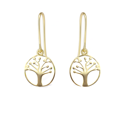 9K Yellow Gold Tree of Life Earrings