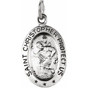 Sterling Silver 24x16 mm Oval St. Christopher Pendant