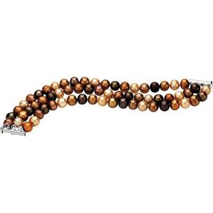 Sterling Silver Cultured Chocolate Freshwater Pearl 3-Strand 7 1/4" Bracelet