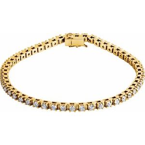 14K Yellow or White Gold 3.5 CTW Natural Diamond Line 18.4cm Bracelet