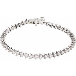 14K Yellow or White Gold 4.75 CTW Natural Diamond Line 18.4cm Bracelet