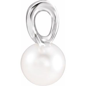 14K White Cultured White Freshwater Pearl Bypass Pendant