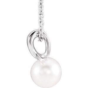 Platinum Cultured White Freshwater Pearl Bypass 16-18" Necklace