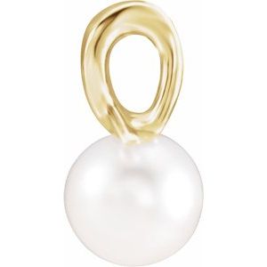 14K Yellow Cultured White Freshwater Pearl Bypass Pendant