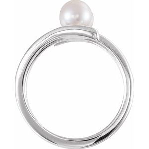 14K White Cultured White Freshwater Pearl Two-Stone Ring