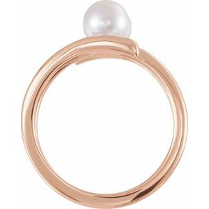 14K Rose Cultured White Freshwater Pearl Two-Stone Ring