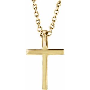 14K Yellow .06 CTW Natural Diamond Petite Cross 16" Necklace