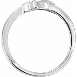 14K White Cross & Heart Chastity Ring