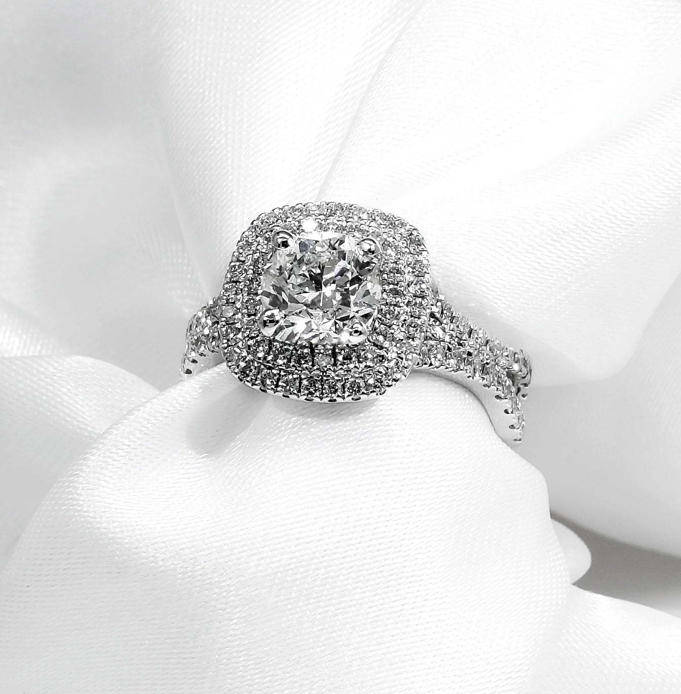 Lab Grown Diamond Double Halo Engagement Ring - Olivia
