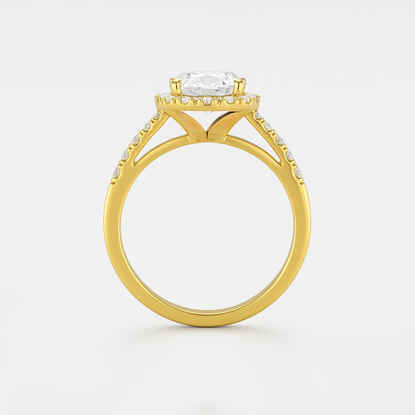 The Rosalie Ring – Oval Diamond Engagement Ring with Halo and Pave Band