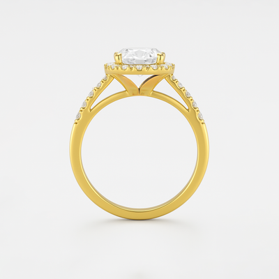 The Rosalie Ring – Oval Diamond Engagement Ring with Halo and Pave Band