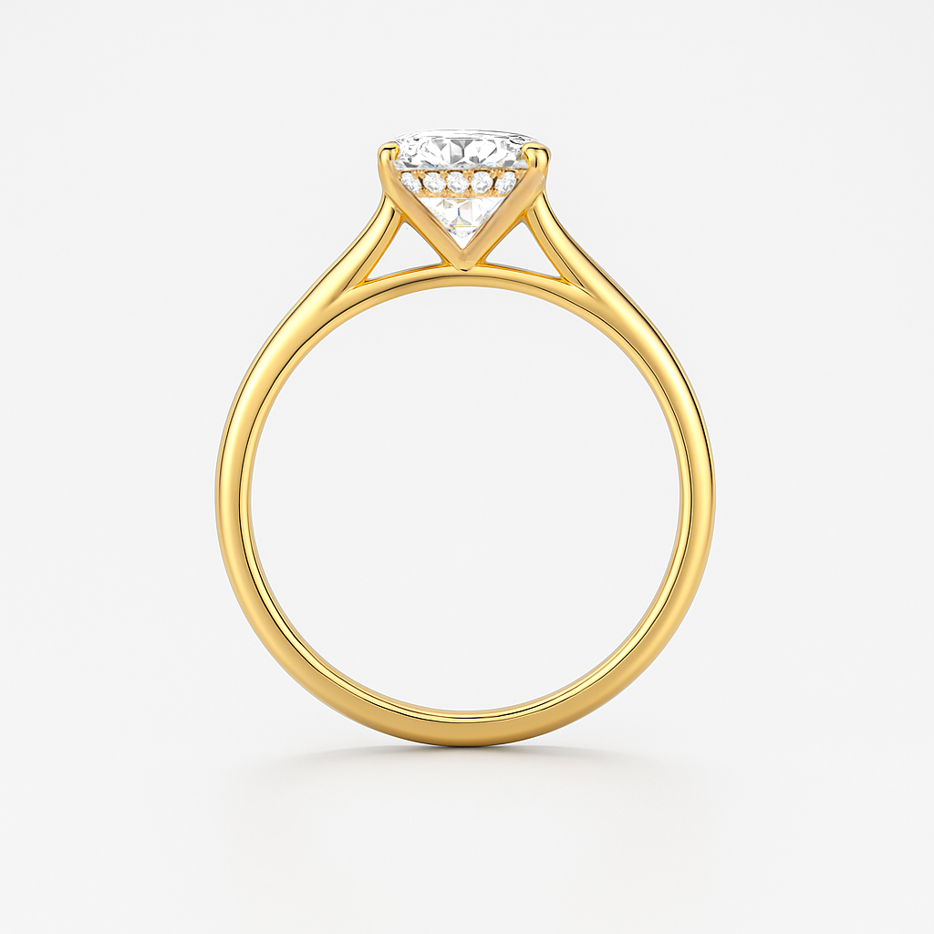 The Ophelia Ring - Cathedral Set with Hidden Halo - Lab Grown Diamond