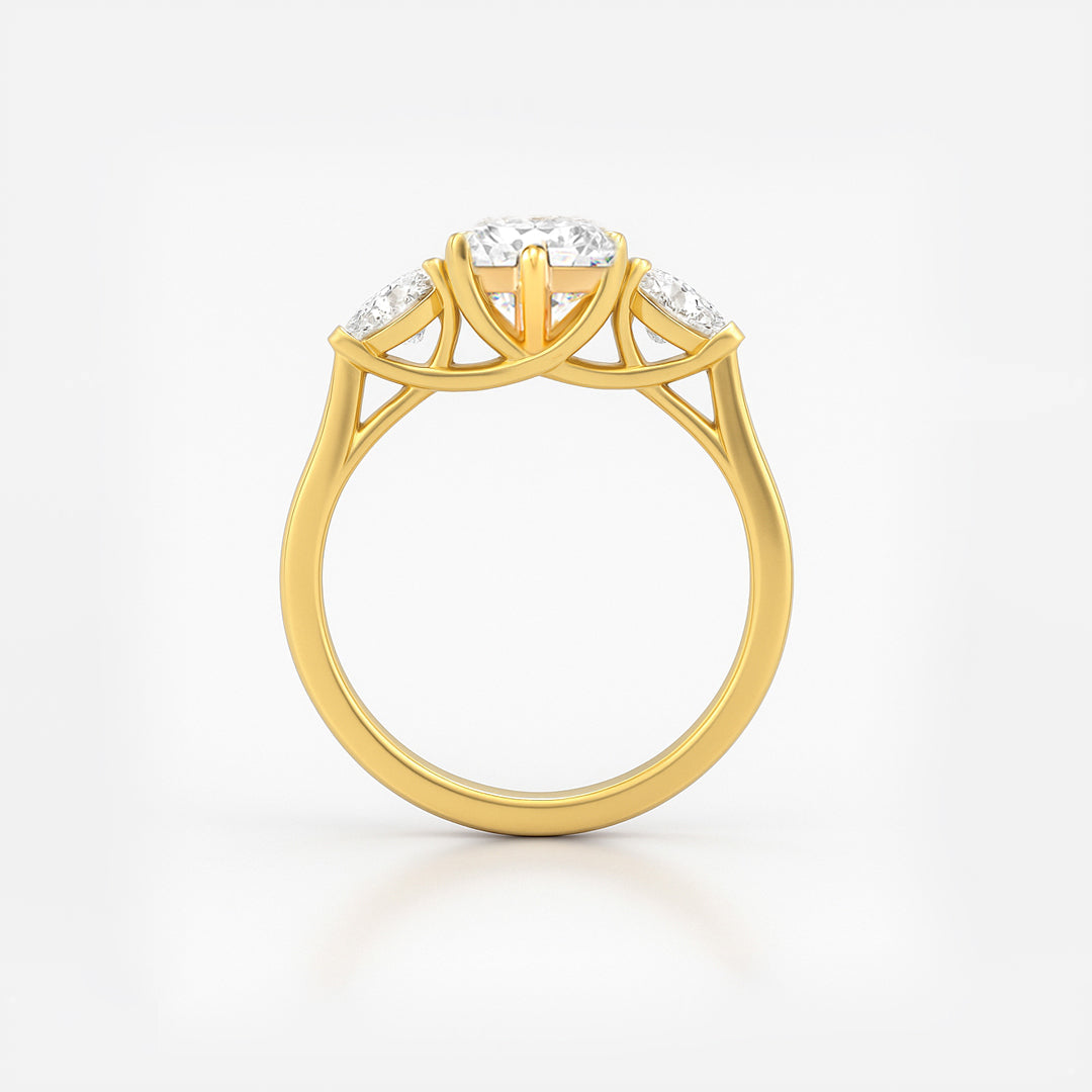 The Rebecca Ring - Oval Trilogy with Pear Side Stones