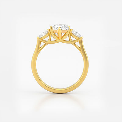 The Rebecca Ring - Oval Trilogy with Pear Side Stones