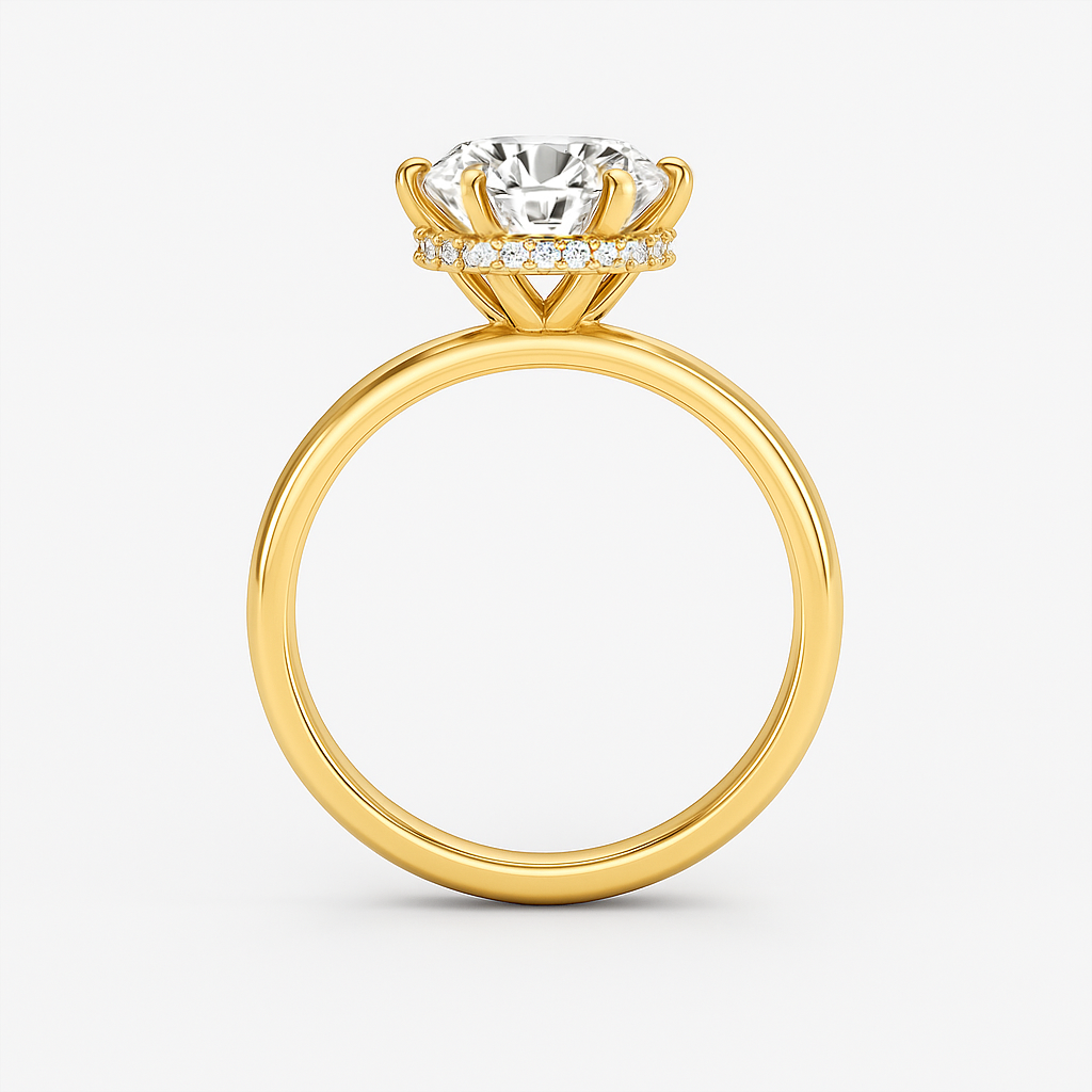 The Phoebe Ring - Hidden Halo 6-Claw Round Solitaire